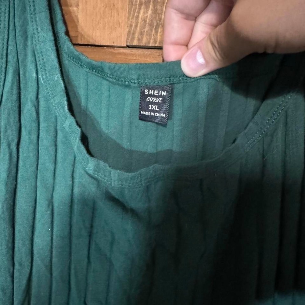 Green ribbed dress Shein Size XL - Picture 2 of 3